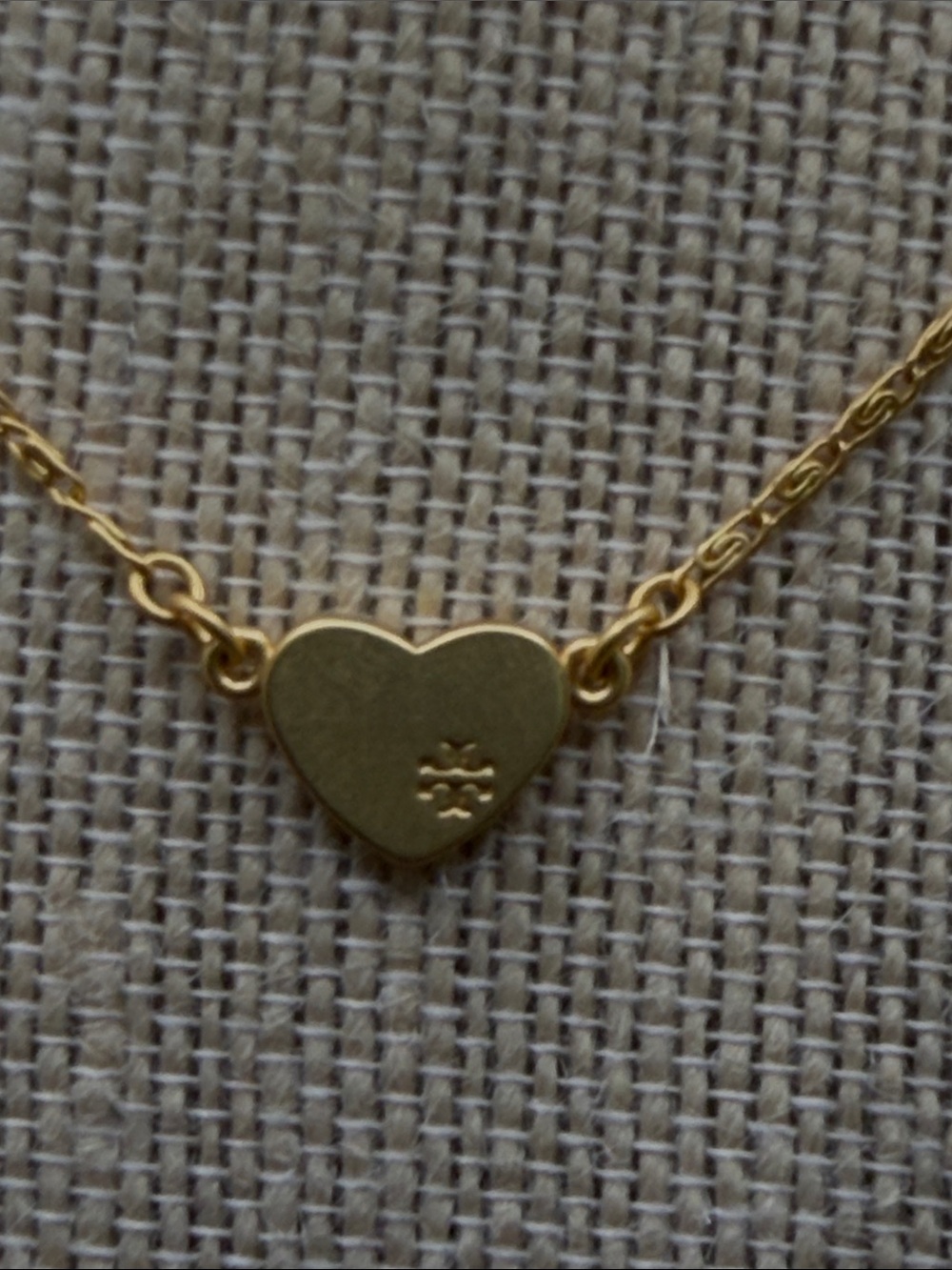 Tory Burch Gold Heart Charm choker Necklace with Branded Pouch 15”-16.5” - Picture 3 of 8